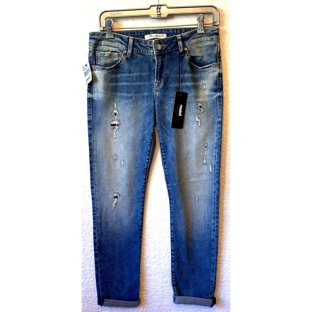 Mavi Jeans NWT Womens 27X31 Emma Slim Boyfriend Distress Blue